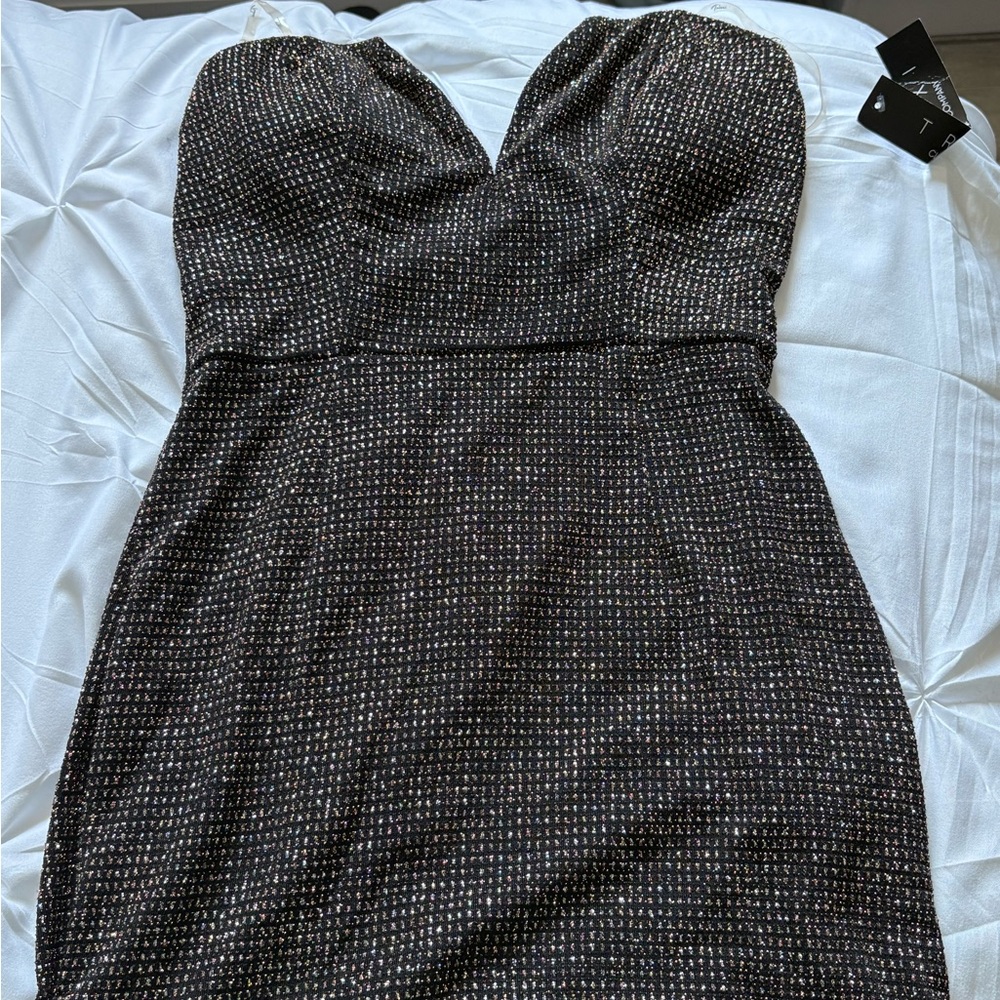 Chic Strapless Black, Gold, Multicolor Dress